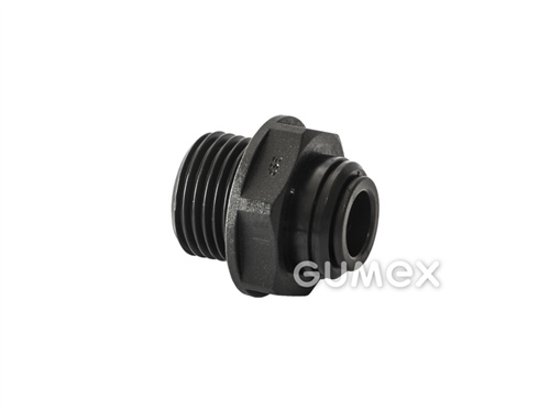 Spojka JOHN GUEST, pro vnější průměr trubky 4mm, vnější závit BSP 1/8", o-kroužek NBR, acetal kopolymer, černá